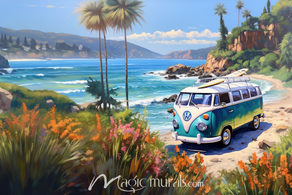 Blue Cove Van Life D Wallpaper Wall Mural