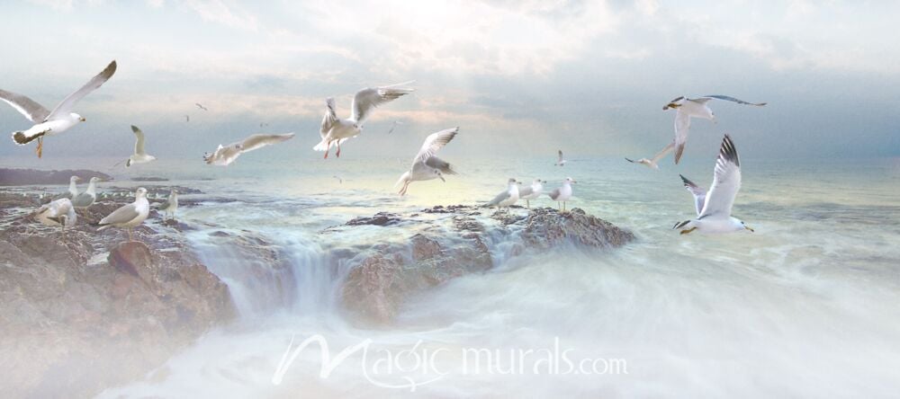 Coastal Living Seagulls Wallpaper Wall Mural