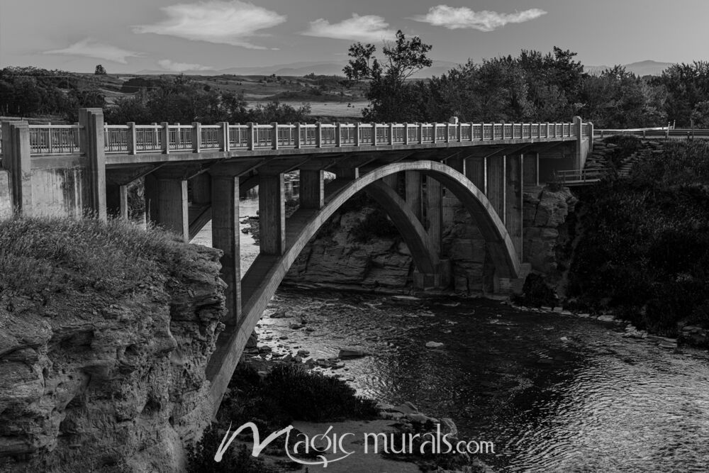 Lundbreck Falls Bridge BW 7624 Wallpaper Wall Mural