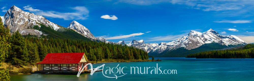 Maligne Lake Boathouse 7670 Wallpaper Wall Mural