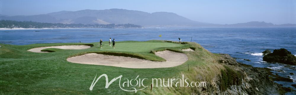 Pebble Beach Golfers Aerial View Wallpaper Wall Mural