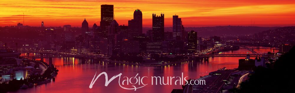 Three Rivers Pittsburgh Dawn 8951 Wallpaper Wall Mural