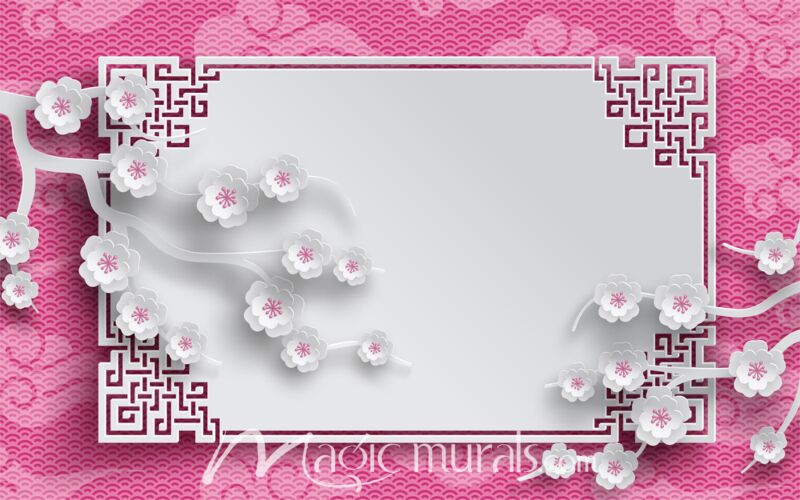 Chinese Paper Cut Out Cherry Blossom Wallpaper Wallpaper Wall Mural