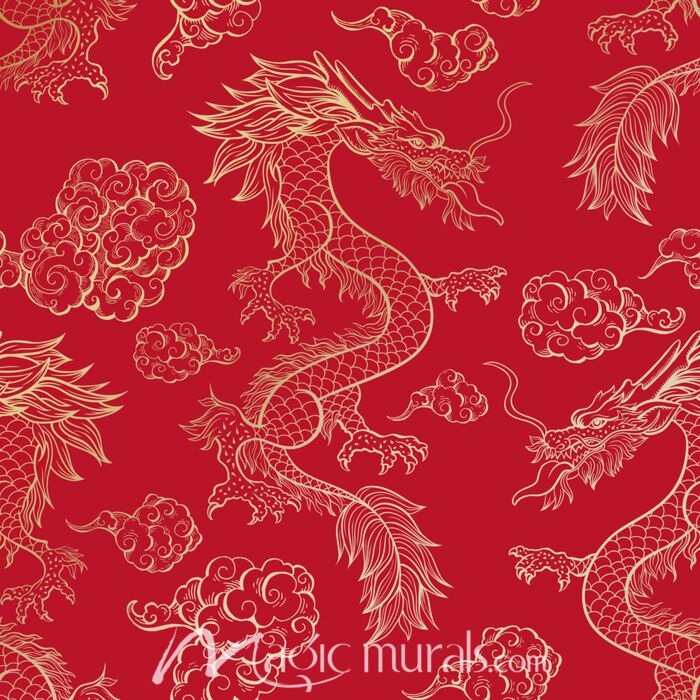 Chinese Golden Festival Dragon Wallpaper Wall Mural