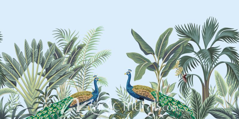 Tropical Jungle and Peacocks 6001 Wallpaper Wall Mural