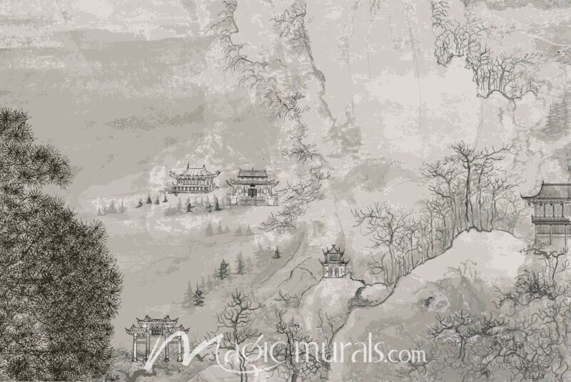 Traditional Chinese Landscape Drawing Wallpaper Wall Mural