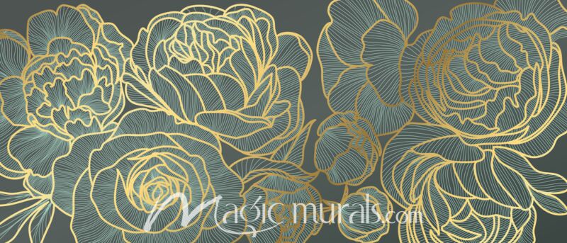 Golden Rose Floral 1847 Wallpaper Wall Mural