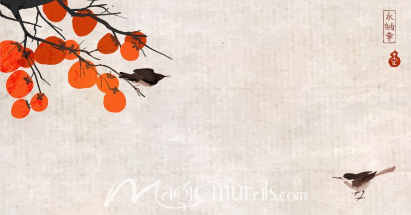 Asian Persimmons Eternity on Rice Paper 1532 Wallpaper Wall Mural