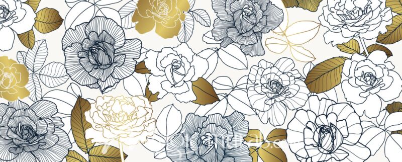 Rose Line Art 2332 Wallpaper Wall Mural