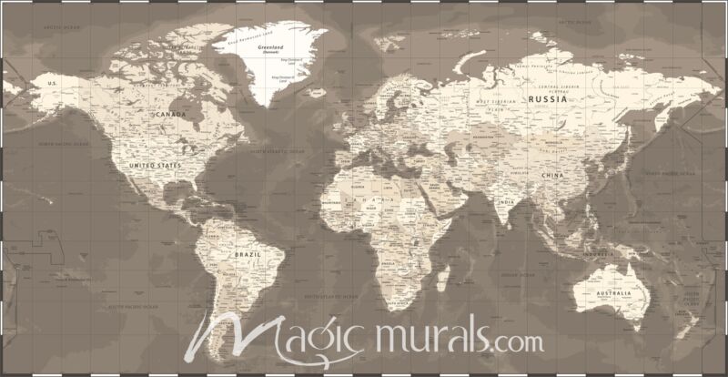 Vintage Looking Africa-Centered World Map III Wallpaper Wall Mural