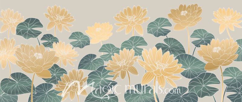 Golden Lotus Wallpaper 7350 Wallpaper Wall Mural