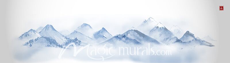 Blue Mountains Ink Wash Painting 7311 Wallpaper Wall Mural