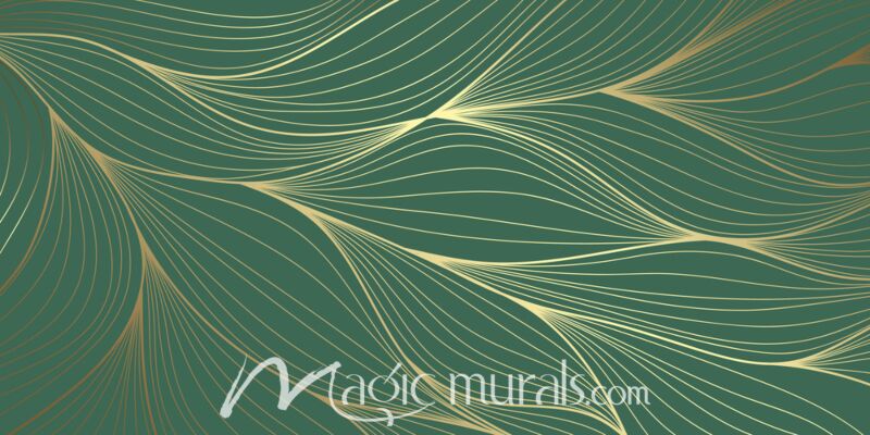 Green and Gold Palm Lines 0315 Wallpaper Wall Mural