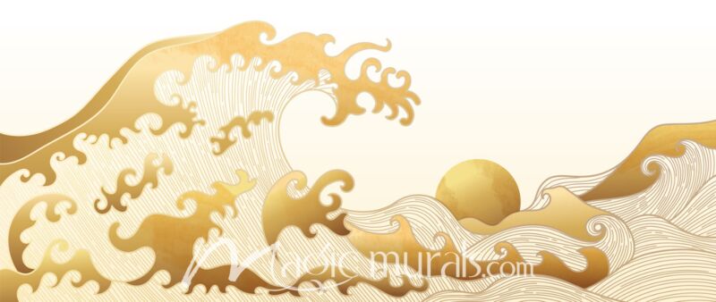 Japanese Waves in Gold 4962 Wallpaper Wall Mural