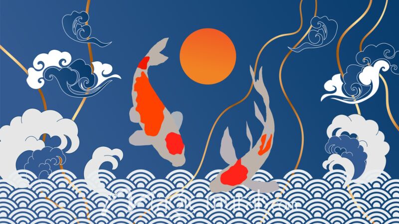 Koi Cloud and Ocean Abstract 6274 Wallpaper Wall Mural