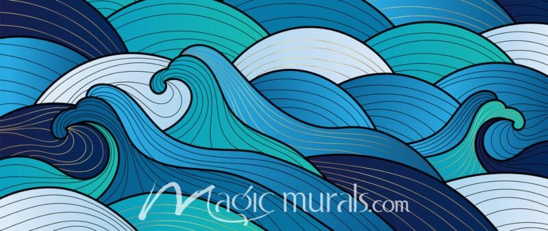 Blue and Black Wave Lines 4016 Wallpaper Wall Mural