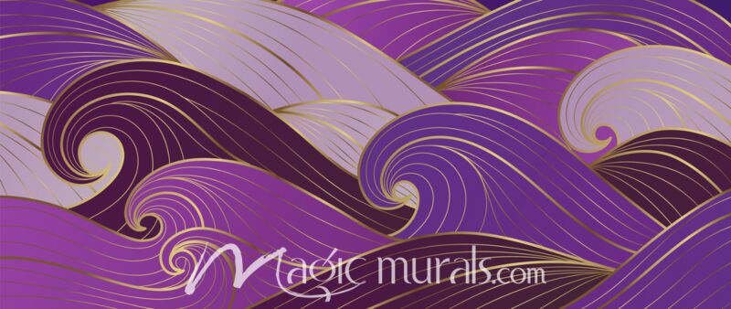 Violet and Gold Wave Lines 4222 Wallpaper Wall Mural