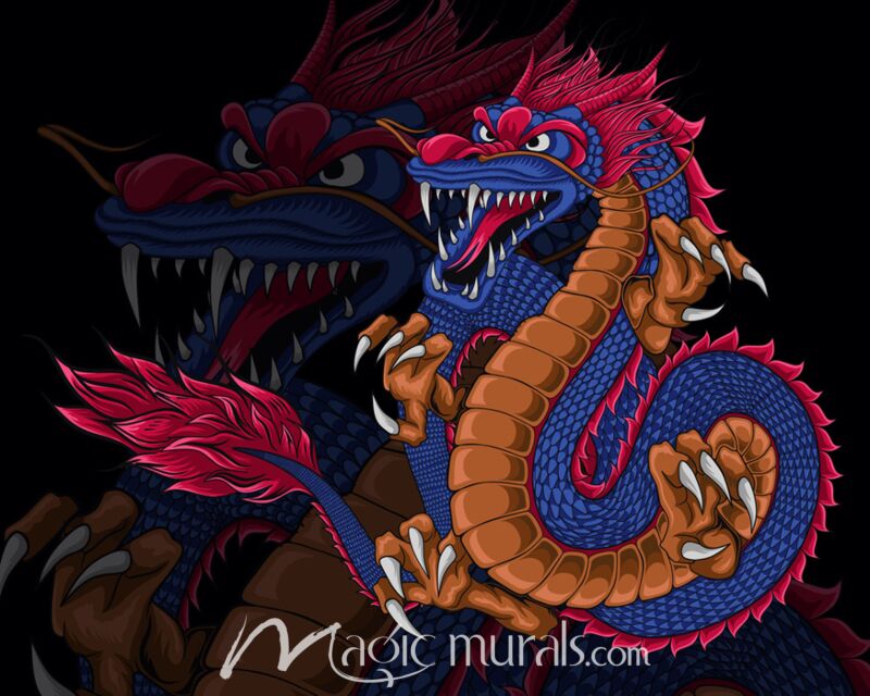 Colorful Dragon Portrait 1998 Wallpaper Wall Mural