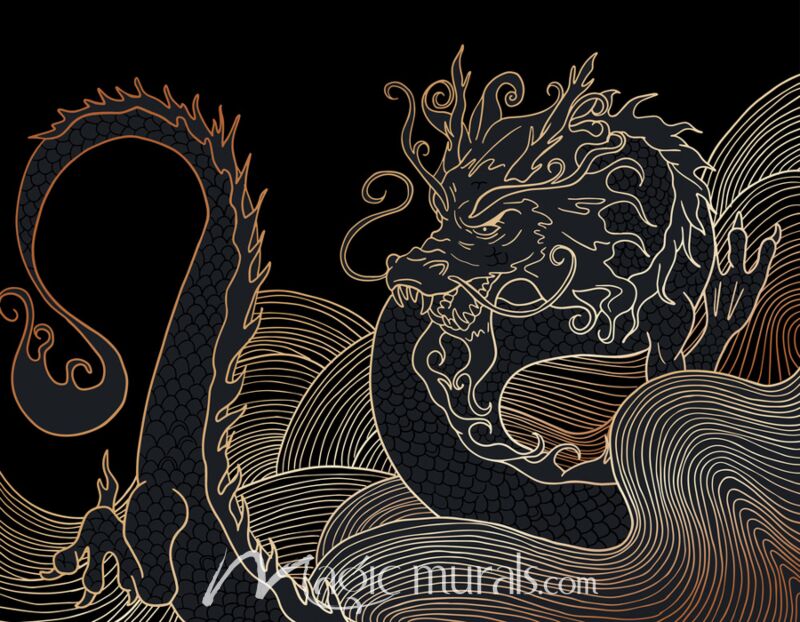 Japanese Dragon in Gold 7774 Wallpaper Wall Mural