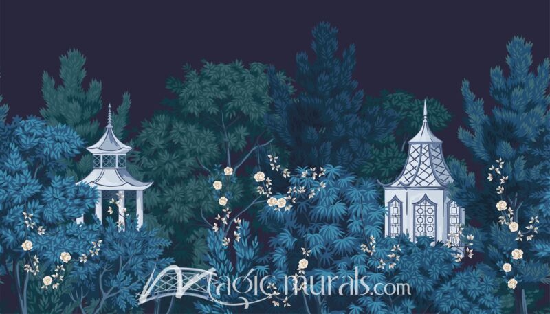 Park Pagodas at Night 7963 Wallpaper Wall Mural