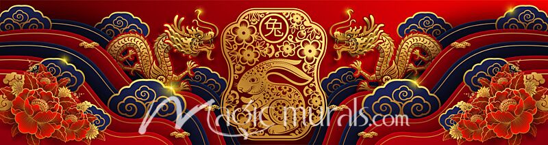 Chinese Rabbit and Dragons Wallpaper 4494 Wallpaper Wall Mural