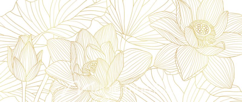 White Lotus in Gold 1431 Wallpaper Wall Mural