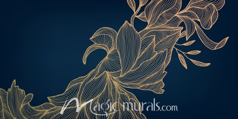 Art Deco Style Botanical Leaves 9215 Wallpaper Wall Mural