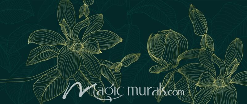 Gold Line Botanical 3609 Wallpaper Wall Mural