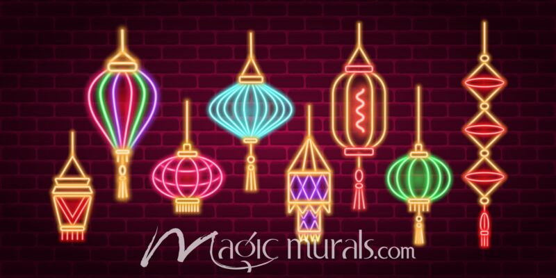 Neon Chinese Lanterns 8111 Wallpaper Wall Mural