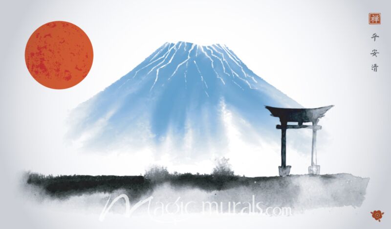 Japan Fujiyama and Red Sun 8156 Wallpaper Wall Mural