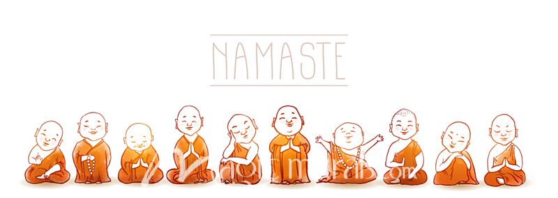 Japanese Buddhist Monks Namaste Doodle 2491 Wallpaper Wall Mural