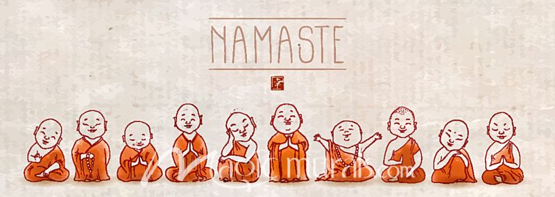 Japanese Buddhist Monks Namaste Doodle 2613 Wallpaper Wall Mural