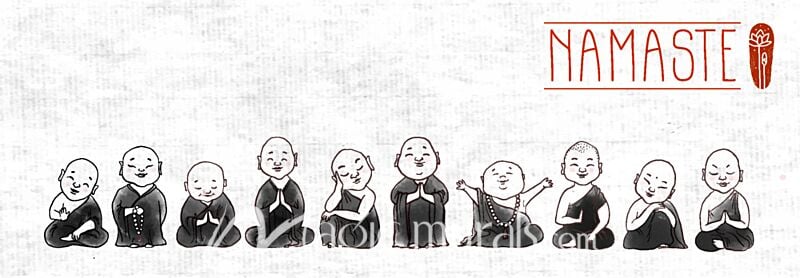 Japanese Buddhist Monks Namaste Doodle 8252 Wallpaper Wall Mural