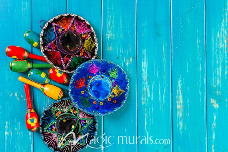 Sombrero on Blue Wall 1127 Wallpaper Wall Mural