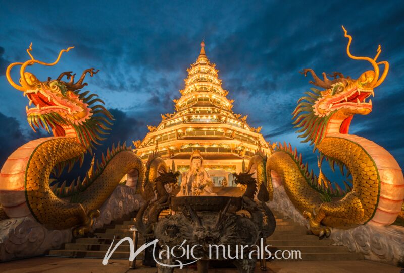 Chiang Rai Temple Dragons Wallpaper Wall Mural