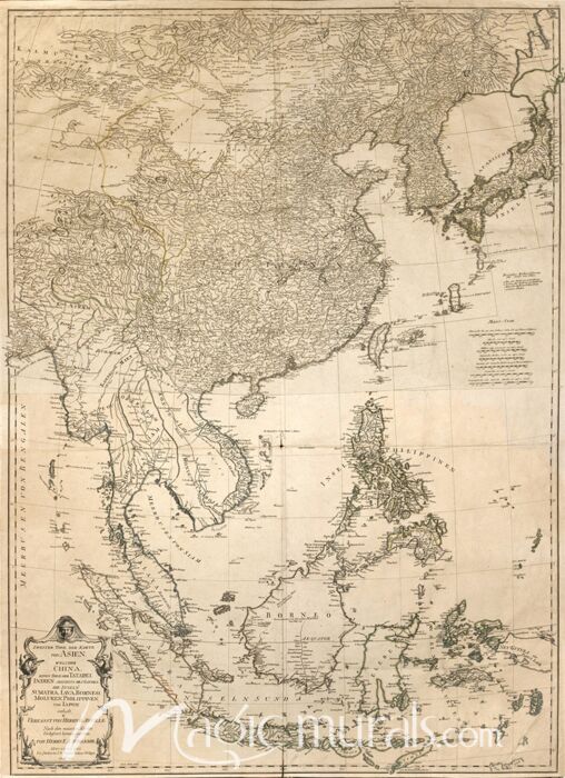 Vintage Map of Asia and China Wallpaper Wall Mural