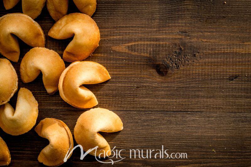 Fortune Cookie on Wood Wallpaper Wall Mural