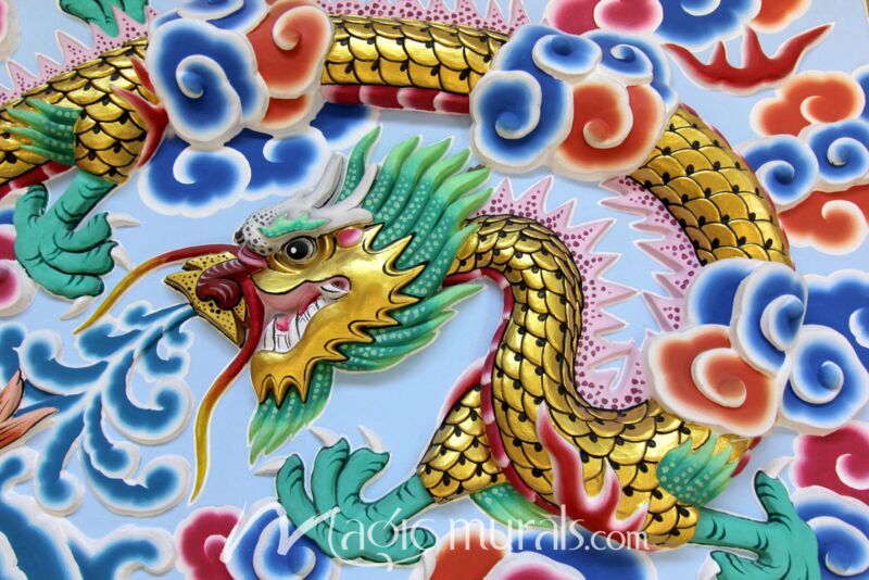 Chinese Dragon on Shrine Wall Wallpaper Wall Mural