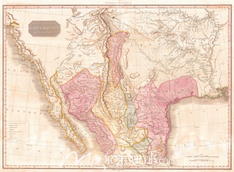 1818 Pinkerton Map of Southwest and Mexico Wallpaper Wall Mural