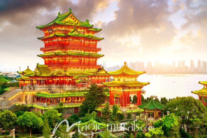 Nanchang China Skyline Pagoda Wallpaper Wall Mural