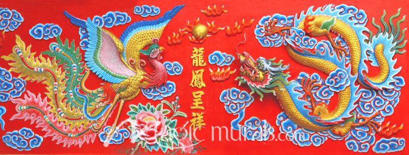 Taipei Temple Dragon and Phoenix Wallpaper Wall Mural