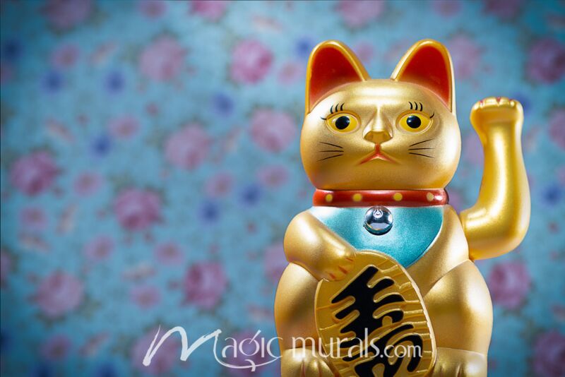 Golden Maneki Neko Wallpaper Wall Mural