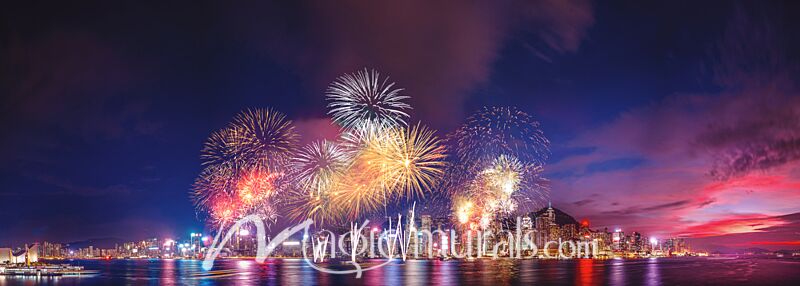 Victoria Harbor Hong Kong Fireworks 6084 Wallpaper Wall Mural