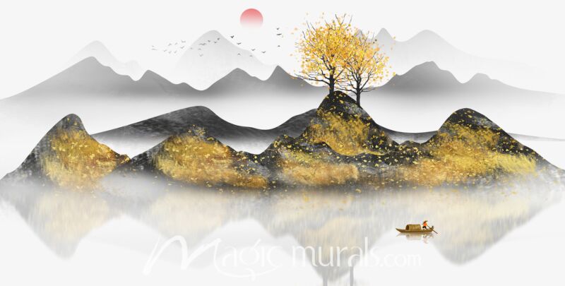 Modern Abstract Chinese Ink Wash Landscape 1312 Wallpaper Wall Mural