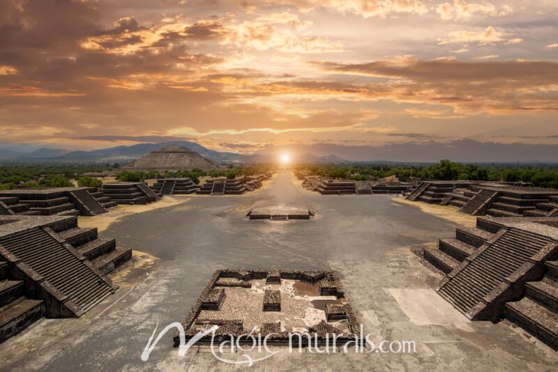 Teotihuacan Sunset Wallpaper Wall Mural