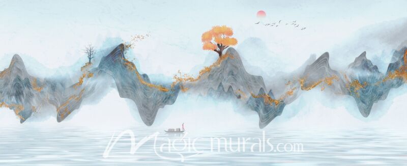 Modern Abstract Chinese Ink Wash Landscape 6805 Wallpaper Wall Mural