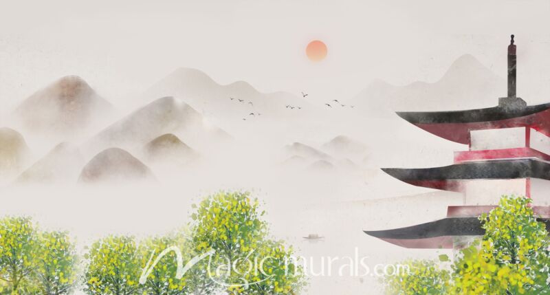 Modern Abstract Chinese Ink Wash Landscape 9327 Wallpaper Wall Mural