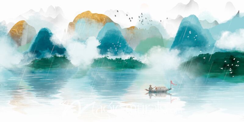 Modern Abstract Chinese Ink Wash Landscape 9678 Wallpaper Wall Mural