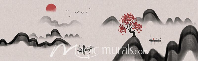 Modern Abstract Chinese Ink Wash Landscape 3859 Wallpaper Wall Mural