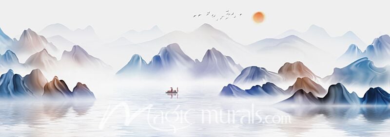 Modern Abstract Chinese Ink Wash Landscape 1190 Wallpaper Wall Mural